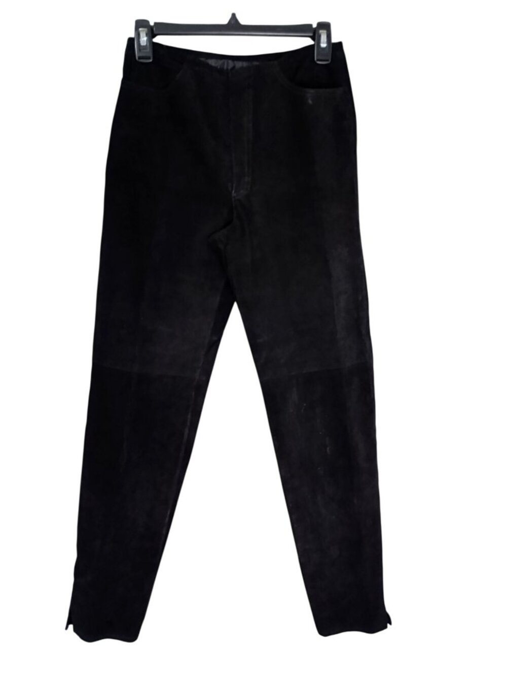 Melanzona Womens Black Suede Pants With Side Slits Size 4